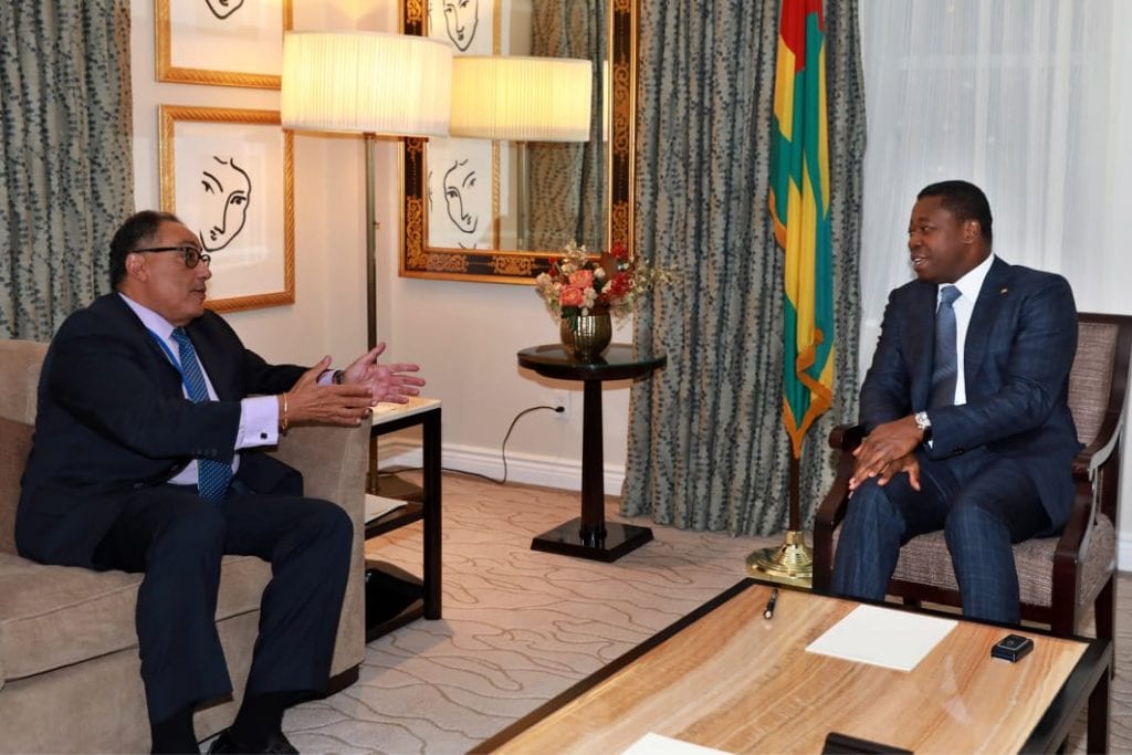 En séjour à New York dans le cadre de la 74è session de l’Assemblée générale des Nations unies, le Président de la République SEM Faure Essozimna Gnassingbé s’est entretenu, ce 25 septembre 2019, avec M. Mafex Ghanem, Vice-président de la Banque mondiale pour l’Afrique.