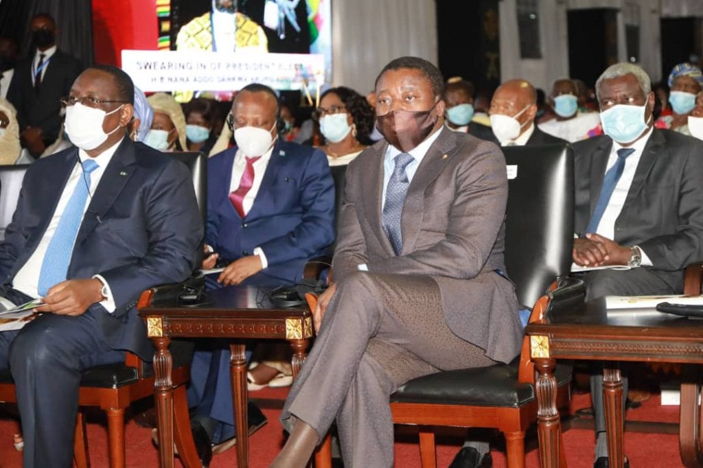 Le Président de la République, SEM Faure Essozimna Gnassingbé, a assisté ce 07 janvier 2021, à la cérémonie d’investiture du Président Nana Addo Dankwa Akufo-Addo réélu le 9 décembre 2020 à la magistrature suprême du Ghana.