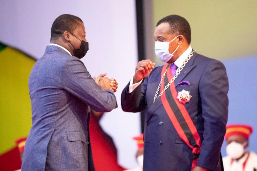 Le Président de la République, Faure Essozimna Gnassingbé a assisté, ce 16 avril 2021, à Brazzaville, à la cérémonie d’investiture de son homologue congolais Denis Sassou Nguesso réélu à la magistrature suprême de son pays le 21 mars dernier pour un nouveau mandat de cinq ans.